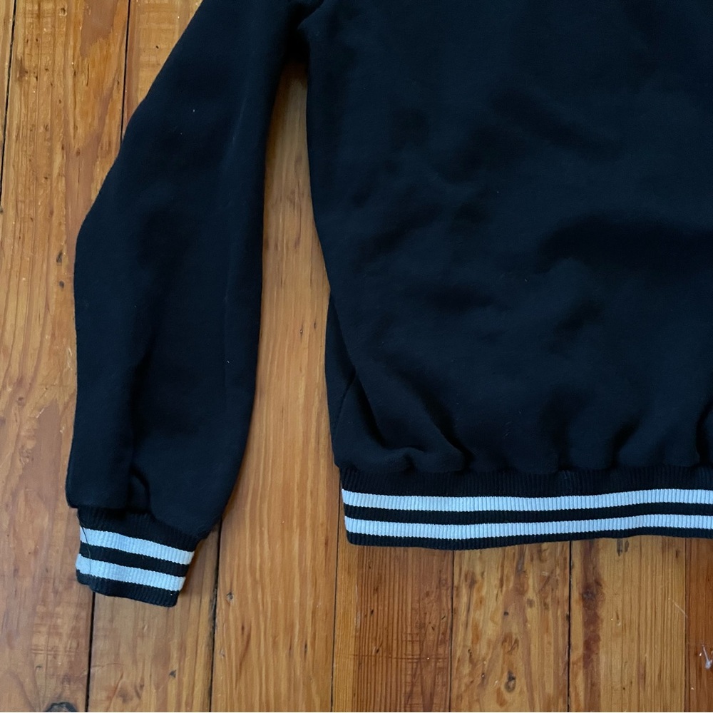 Womens Black Hooded Button Up Varsity Jacket - Picture 3 of 4